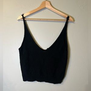ZARA Black Knit V-Neck Crop Top